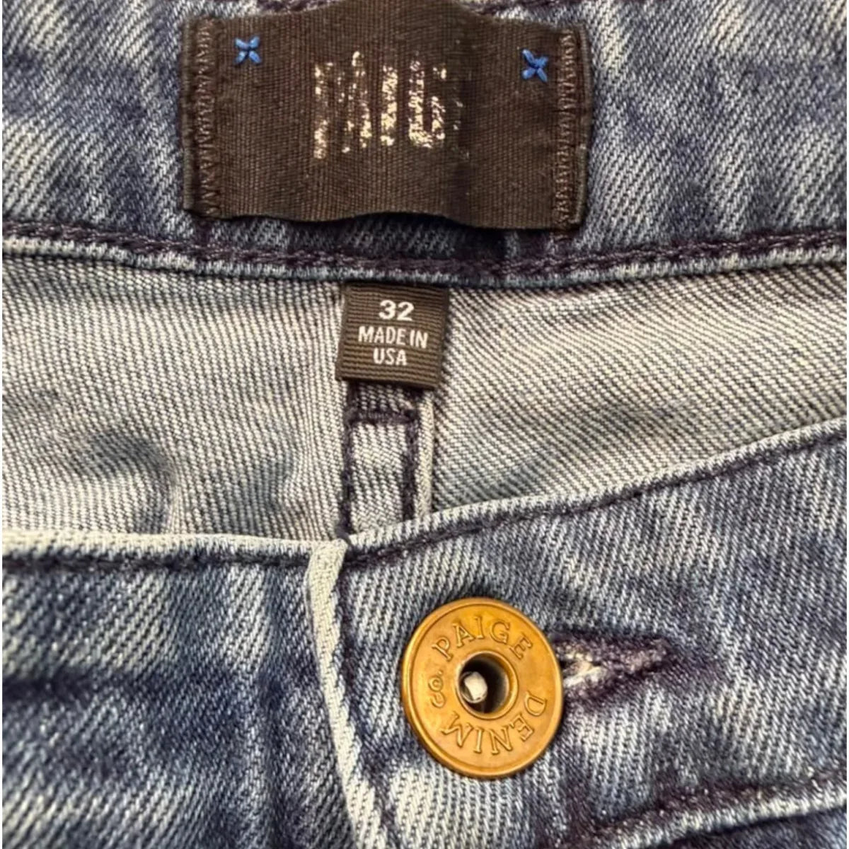 Paige Doheny Straight Leg Jeans Medium Blue - label