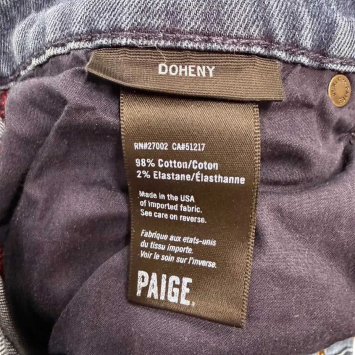 Paige Doheny Straight Leg Jeans Medium Blue - tag