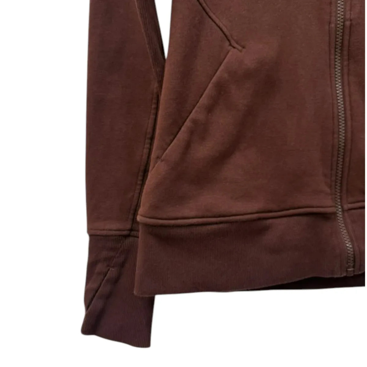 Athleta Full-Zip Fleece-Lined Hoodie Dark Brown - detail