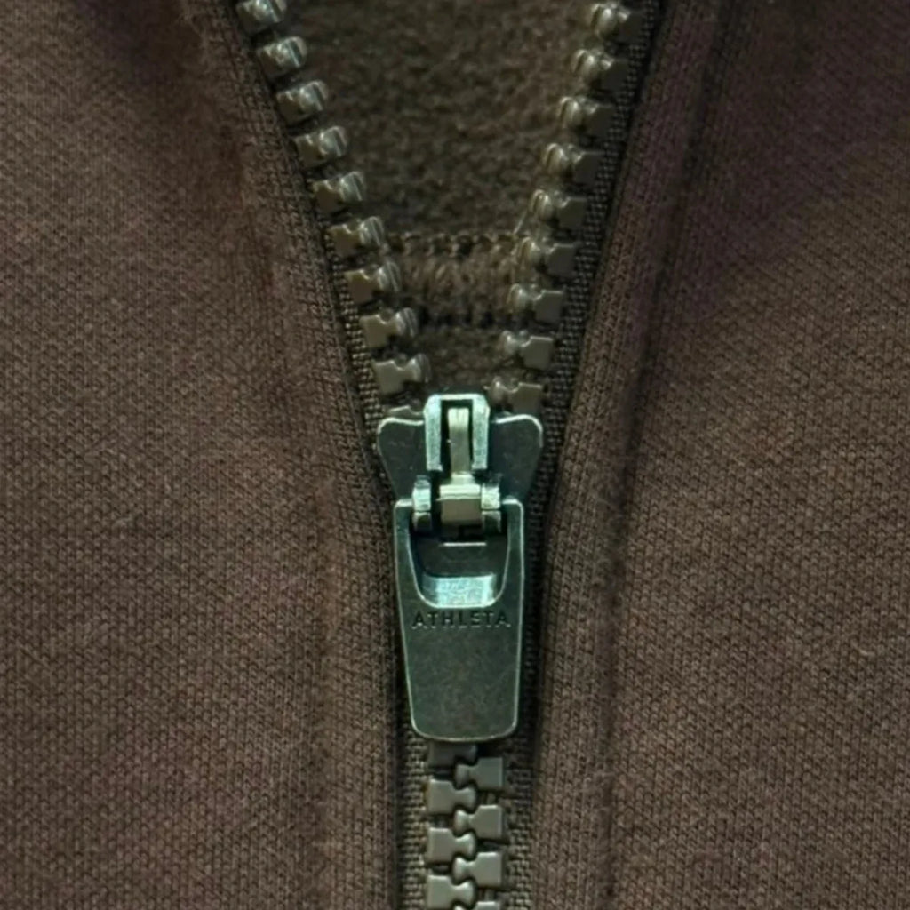 Athleta Full-Zip Fleece-Lined Hoodie Dark Brown - detail