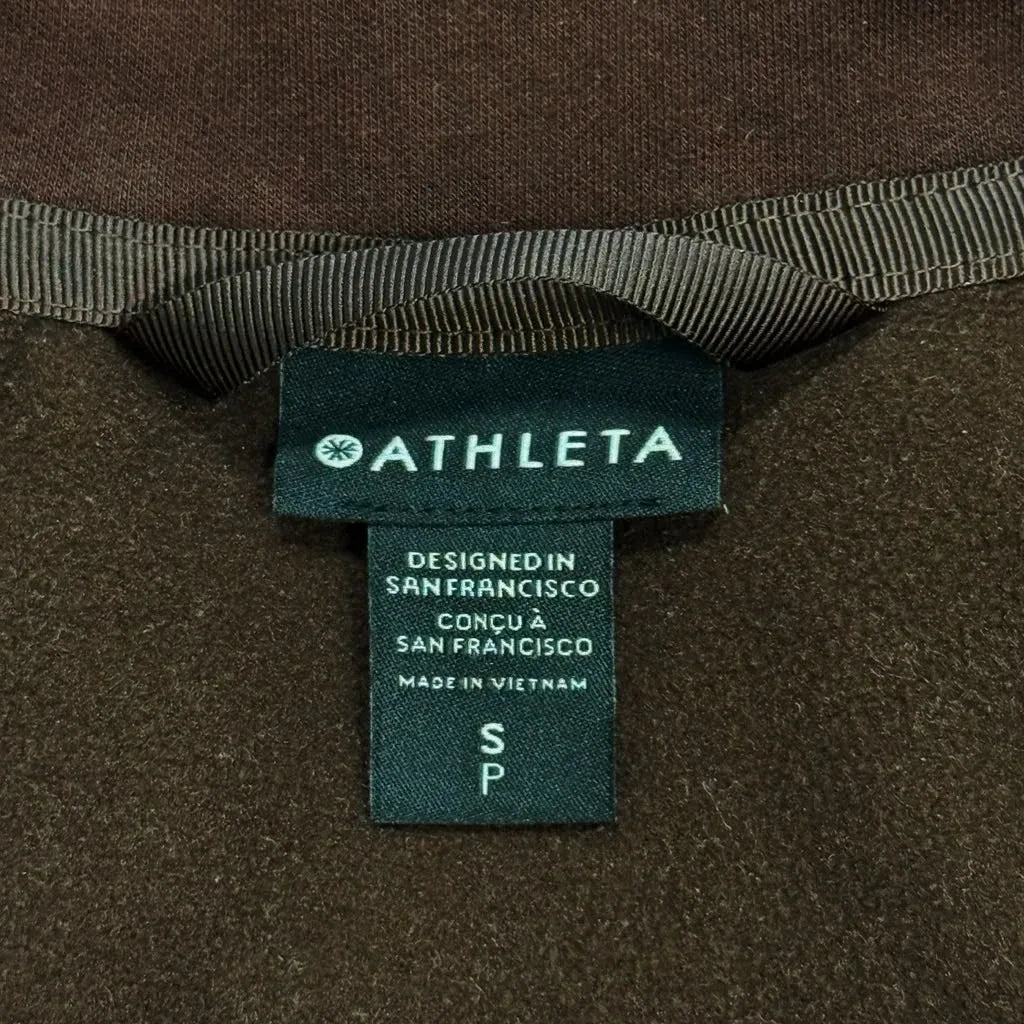 Athleta Full-Zip Fleece-Lined Hoodie Dark Brown - tag