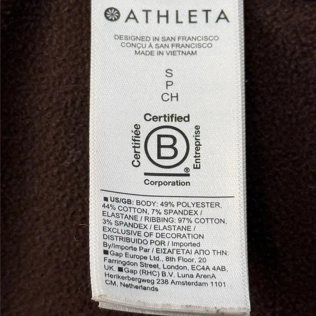 Athleta Full-Zip Fleece-Lined Hoodie Dark Brown - label
