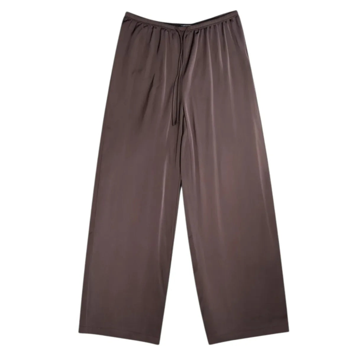 Sincerely Jules Wide-Leg Satin Pull-On Trousers Brown - front