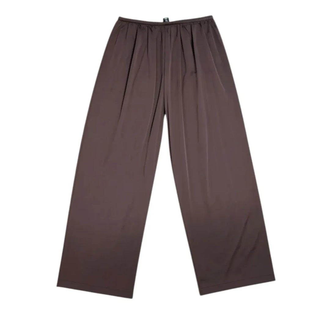 Sincerely Jules Wide-Leg Satin Pull-On Trousers Brown - front