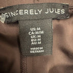 Sincerely Jules Wide-Leg Satin Pull-On Trousers Brown - tag