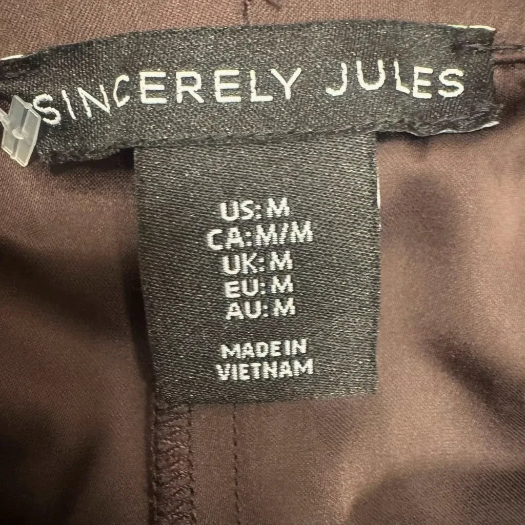 Sincerely Jules Wide-Leg Satin Pull-On Trousers Brown - tag