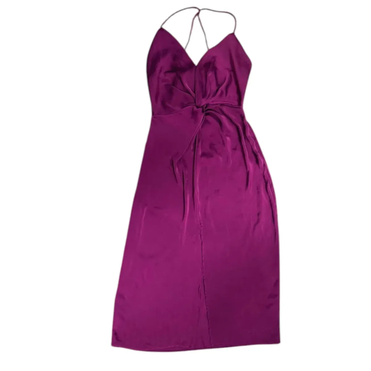 Zara Satin Halter Midi Dress Bow Detail - front