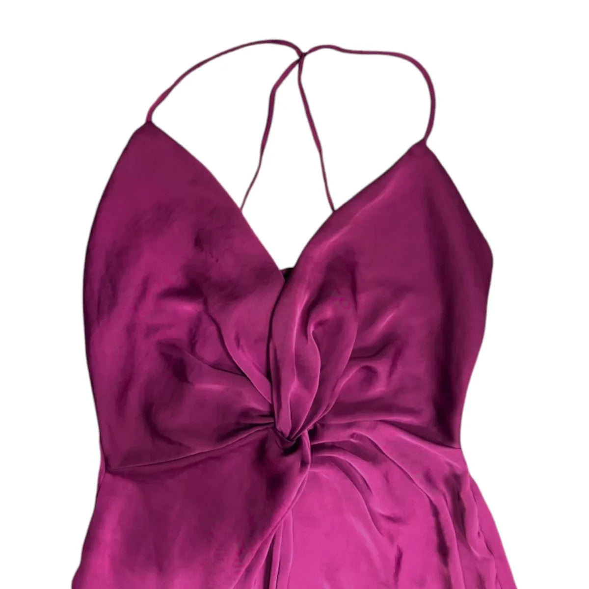 Zara Satin Halter Midi Dress Bow Detail - detail