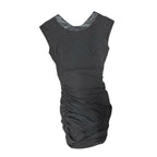BCBGeneration Ruched Bodycon Dress Satin Cross-Back - front