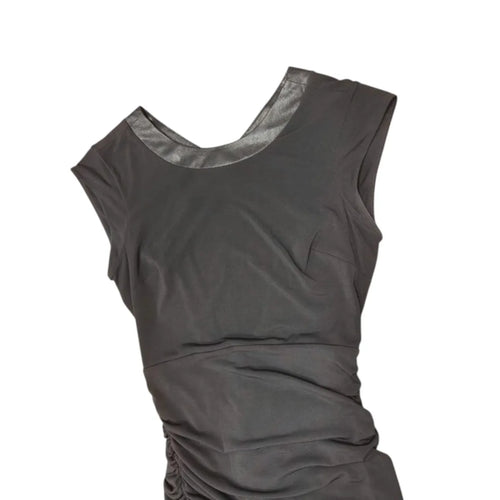 BCBGeneration Ruched Bodycon Dress Satin Cross-Back - front