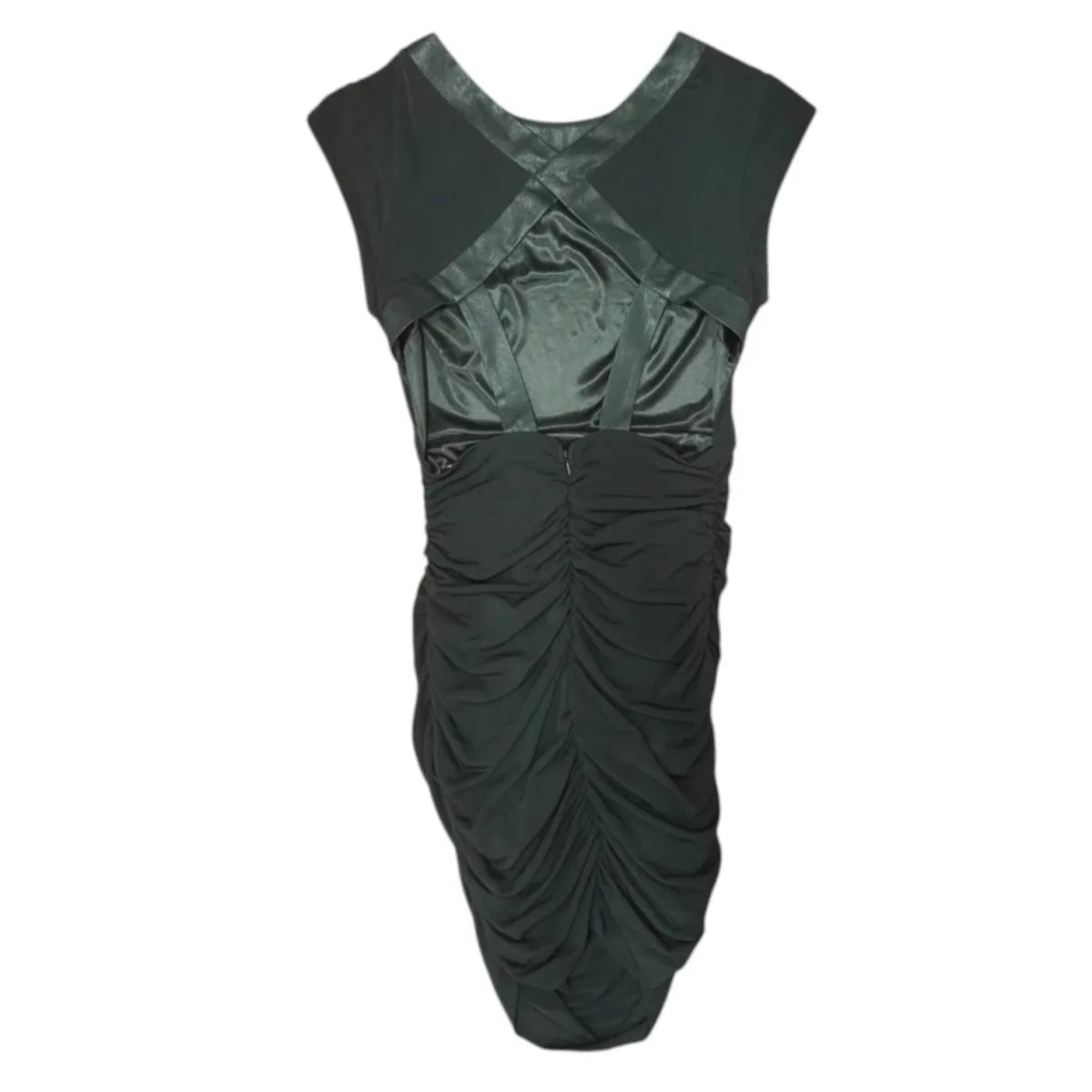 BCBGeneration Ruched Bodycon Dress Satin Cross-Back - back