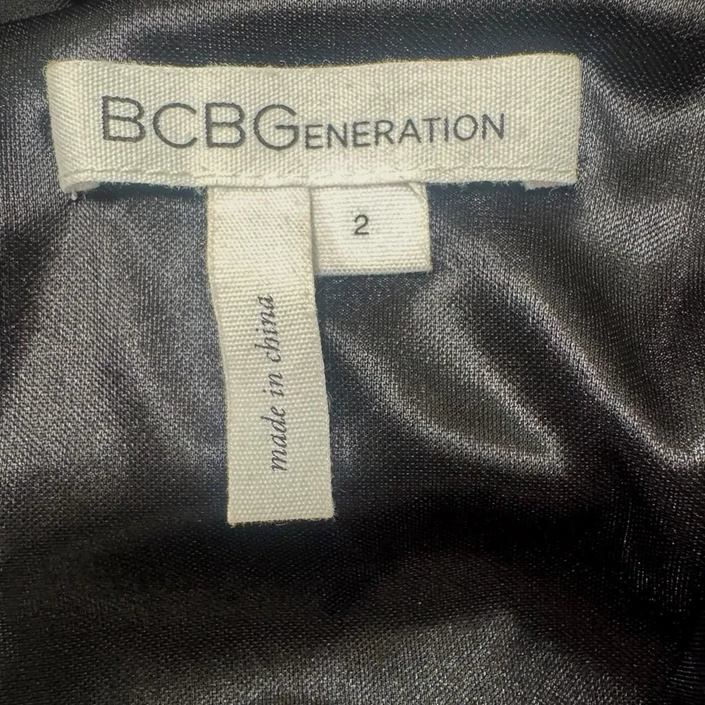 BCBGeneration Ruched Bodycon Dress Satin Cross-Back - tag
