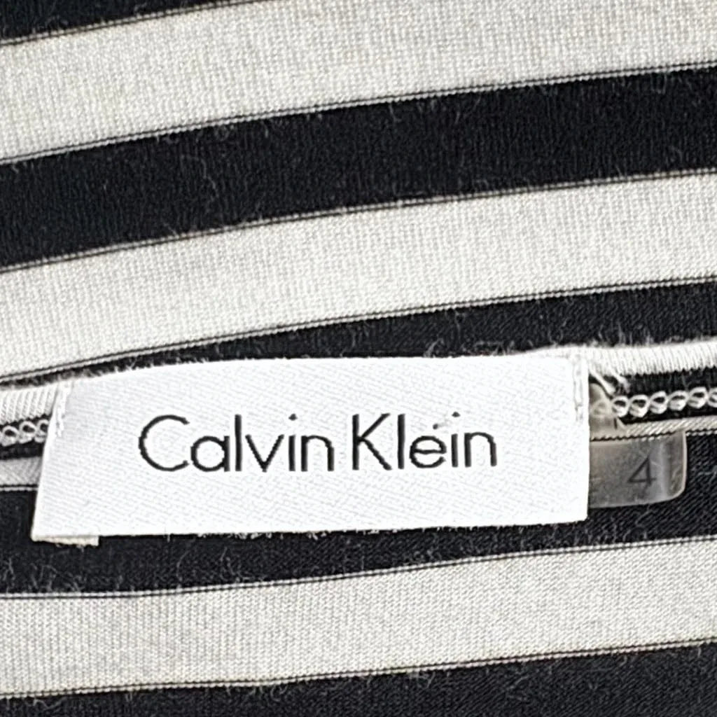 Calvin Klein Black & White Stripe Sleeveless Skater Dress - tag