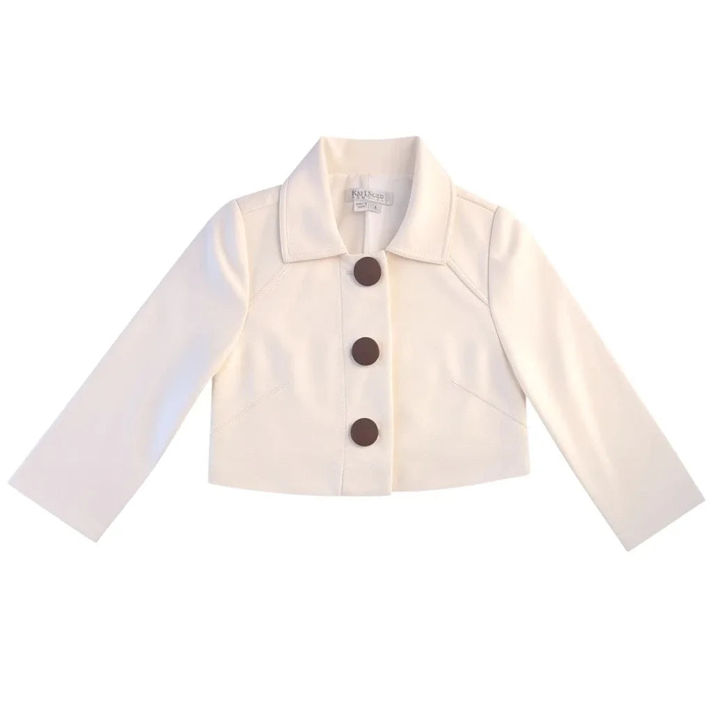 Kay Unger Ivory Cropped Button-Front Jacket - front