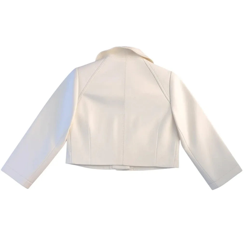 Kay Unger Ivory Cropped Button-Front Jacket - back