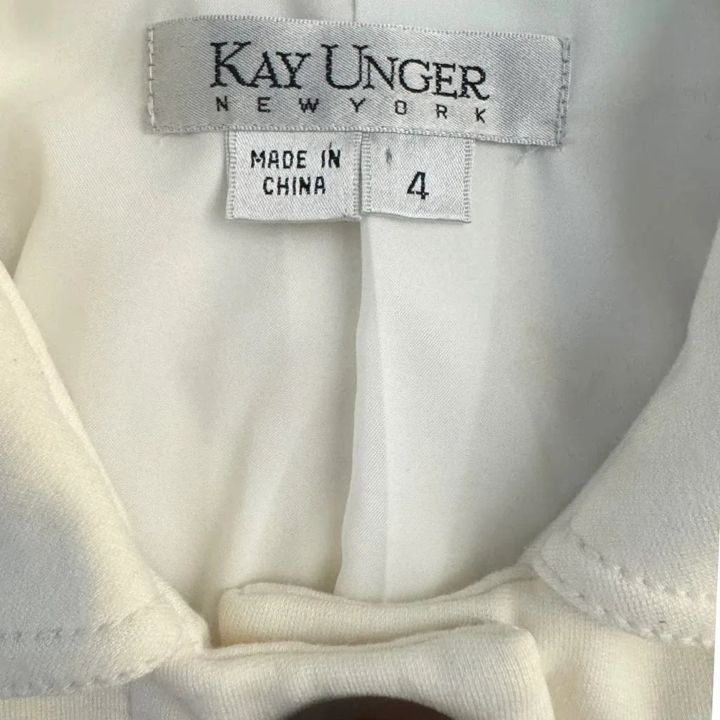 Kay Unger Ivory Cropped Button-Front Jacket - tag