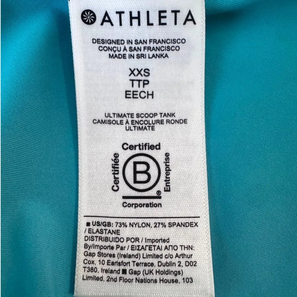 Athleta Ultimate Scoop Tank Top Teal - label
