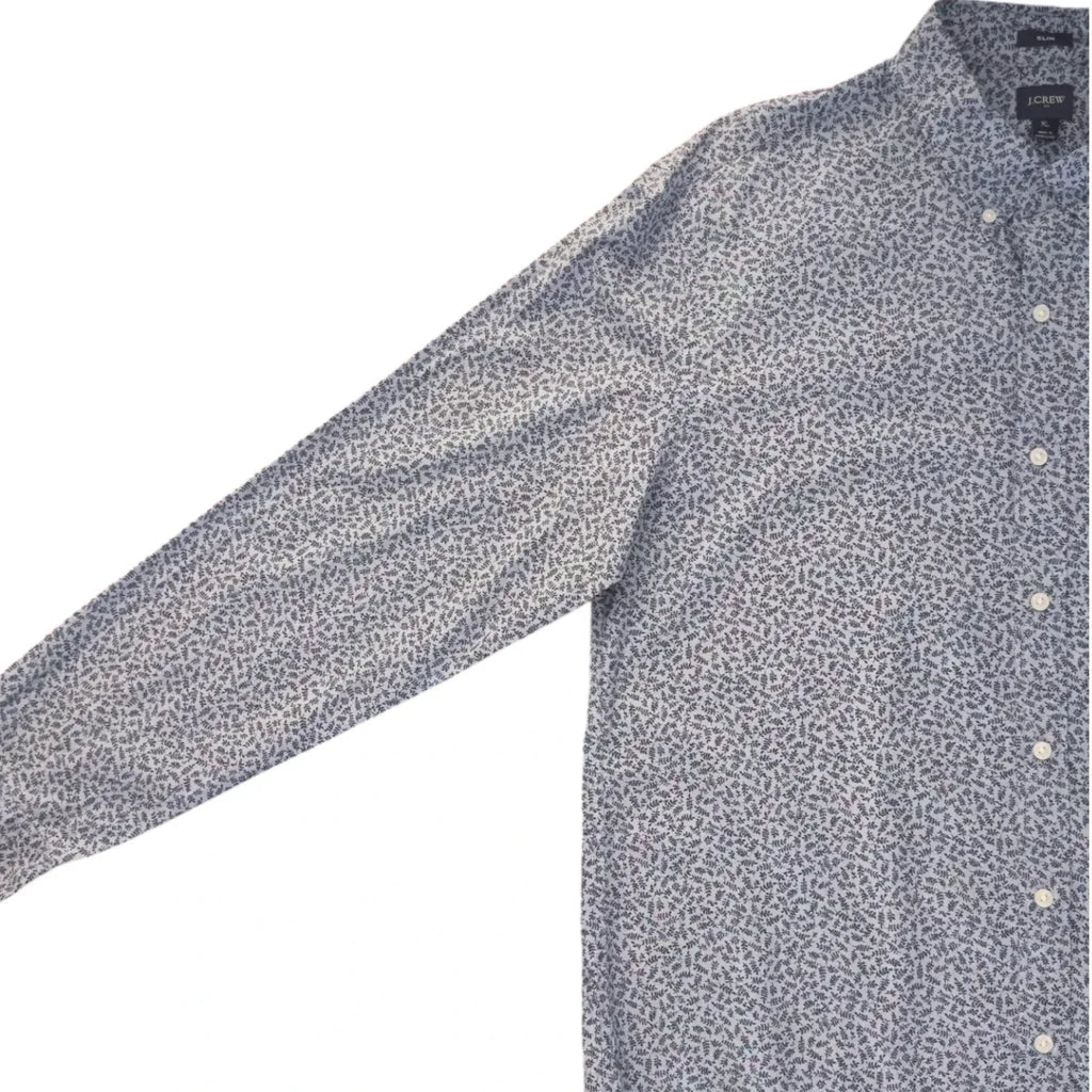 J.Crew Slim Fit Floral Print Button-Down Shirt Gray Navy - detail