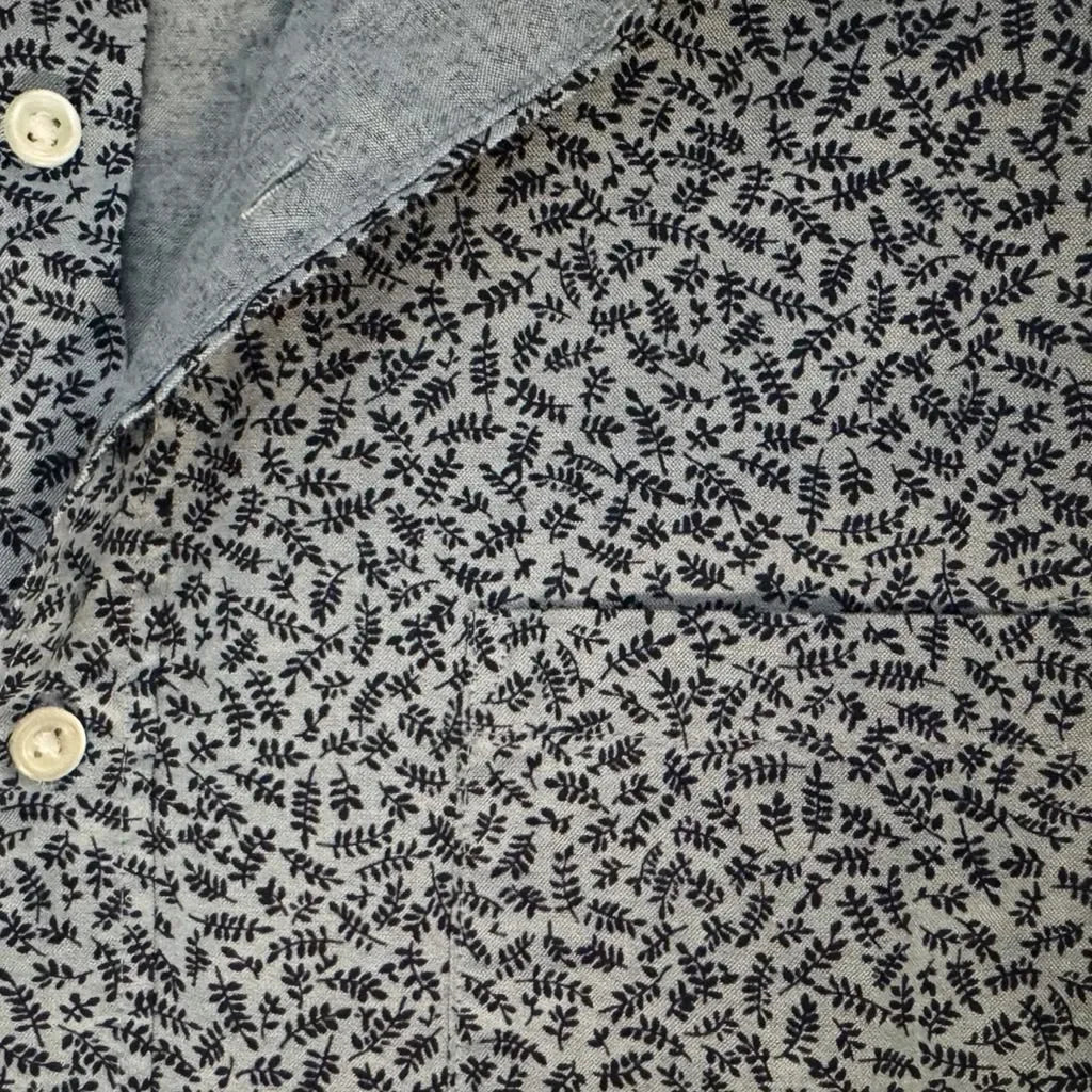 J.Crew Slim Fit Floral Print Button-Down Shirt Gray Navy - fabric