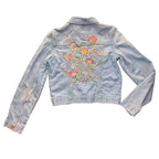 GapKids Floral Embroidered Denim Jacket Light Blue