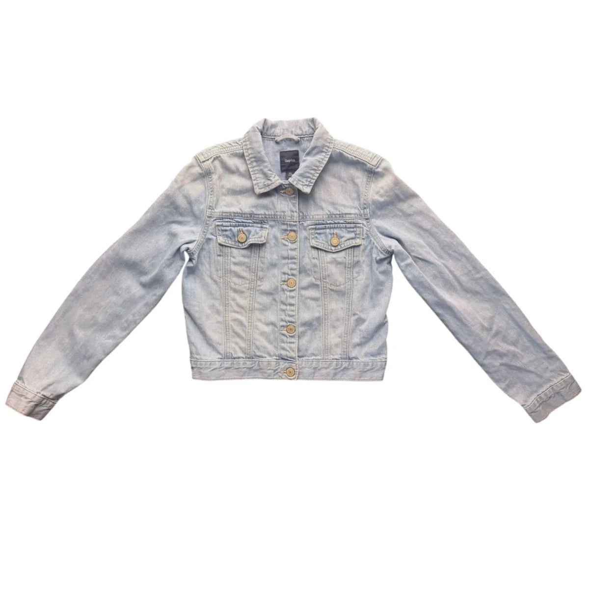 GapKids Floral Embroidered Denim Jacket Light Blue