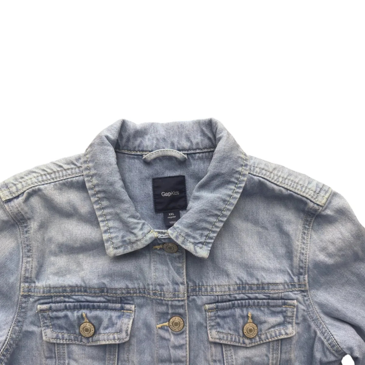 GapKids Floral Embroidered Denim Jacket Light Blue - front
