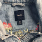 GapKids Floral Embroidered Denim Jacket Light Blue - tag