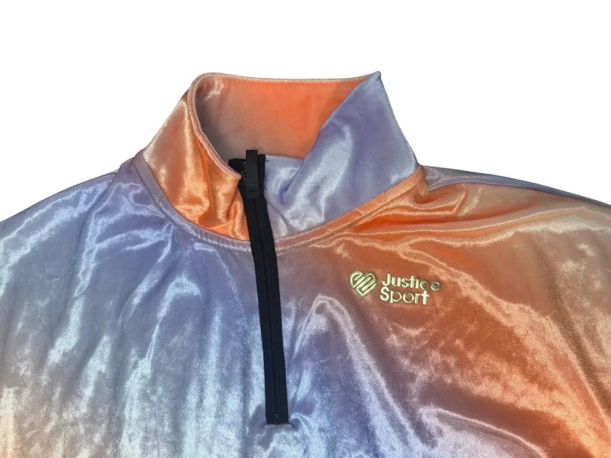 Justice JSport Half Zip Pullover Orange Lavender Ombre - detail