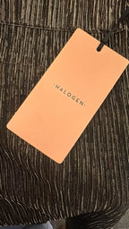 Halogen Metallic Shimmer Button-Front Top Black Gold - label
