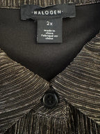 Halogen Metallic Shimmer Button-Front Top Black Gold - tag