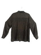 Halogen Metallic Shimmer Button-Front Top Black Gold - back