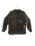Halogen Metallic Shimmer Button-Front Top Black Gold - front