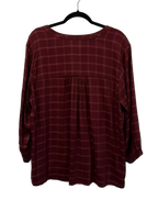 Wrangler Burgundy Plaid Peasant Blouse XXL - back