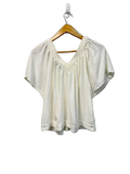 LOFT Ivory Lace Trim V-Neck Peasant Blouse XS - front