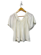 LOFT Ivory Lace Trim V-Neck Peasant Blouse XS - front
