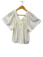 LOFT Ivory Lace Trim V-Neck Peasant Blouse XS - front