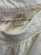 LOFT Ivory Lace Trim V-Neck Peasant Blouse XS - tag