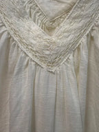 LOFT Ivory Lace Trim V-Neck Peasant Blouse XS - detail