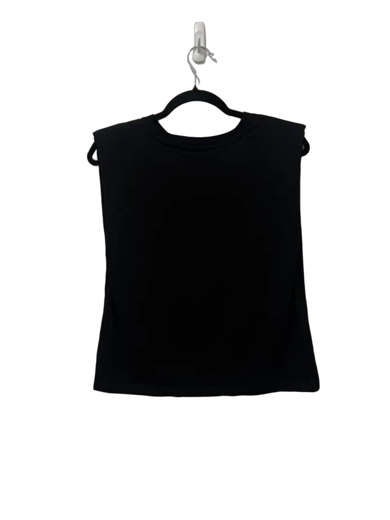 Zara Black Padded Shoulder Sleeveless Crop Top S - front