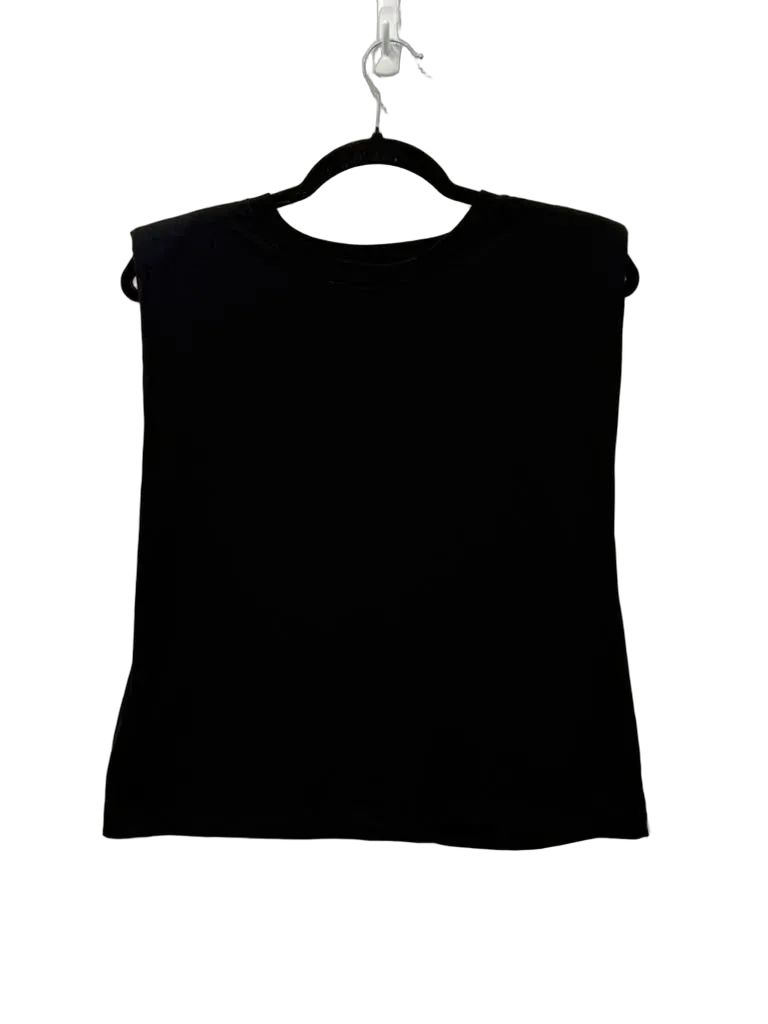 Zara Black Padded Shoulder Sleeveless Crop Top S - back