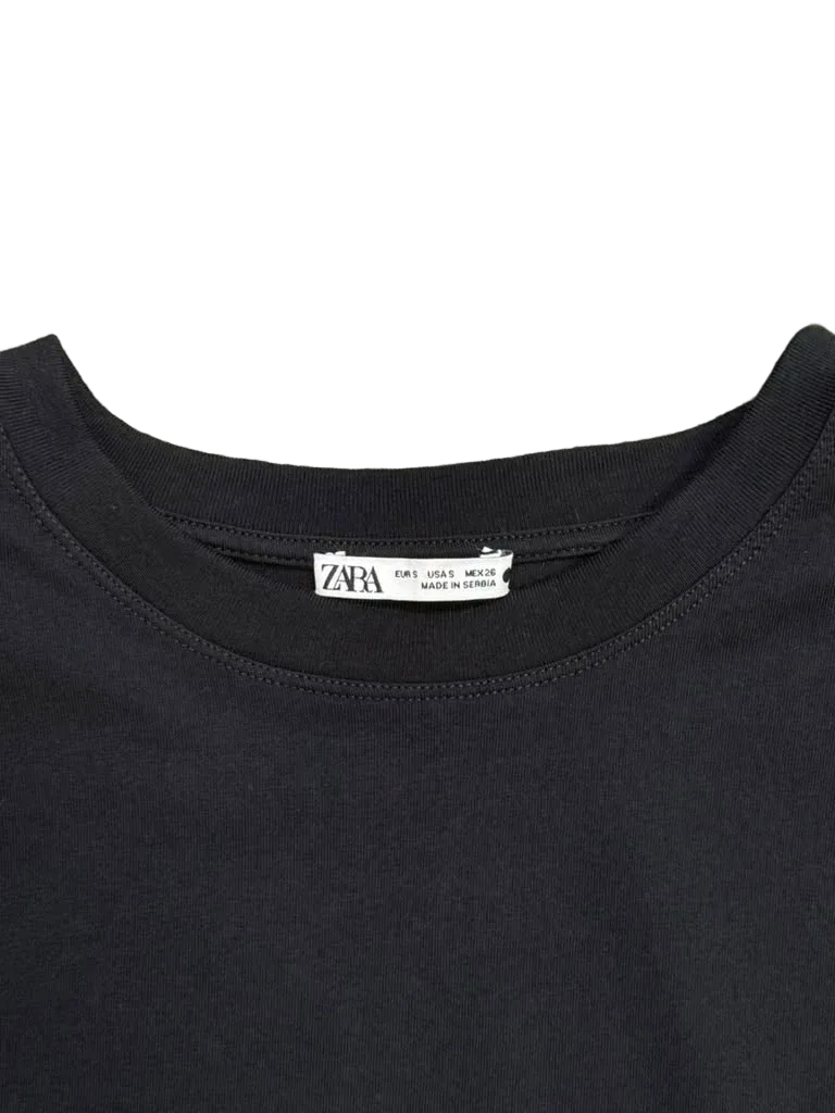 Zara Black Padded Shoulder Sleeveless Crop Top S - tag