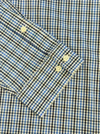 Michael Kors Blue Gingham Slim Fit Travel Stretch Dress Shirt - detail