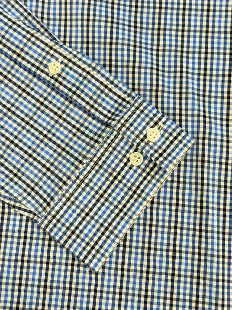 Michael Kors Blue Gingham Slim Fit Travel Stretch Dress Shirt - detail