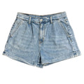 American Eagle Pleated Denim Mom Shorts Light Blue - front