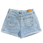 American Eagle Pleated Denim Mom Shorts Light Blue - back