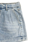American Eagle Pleated Denim Mom Shorts Light Blue - front