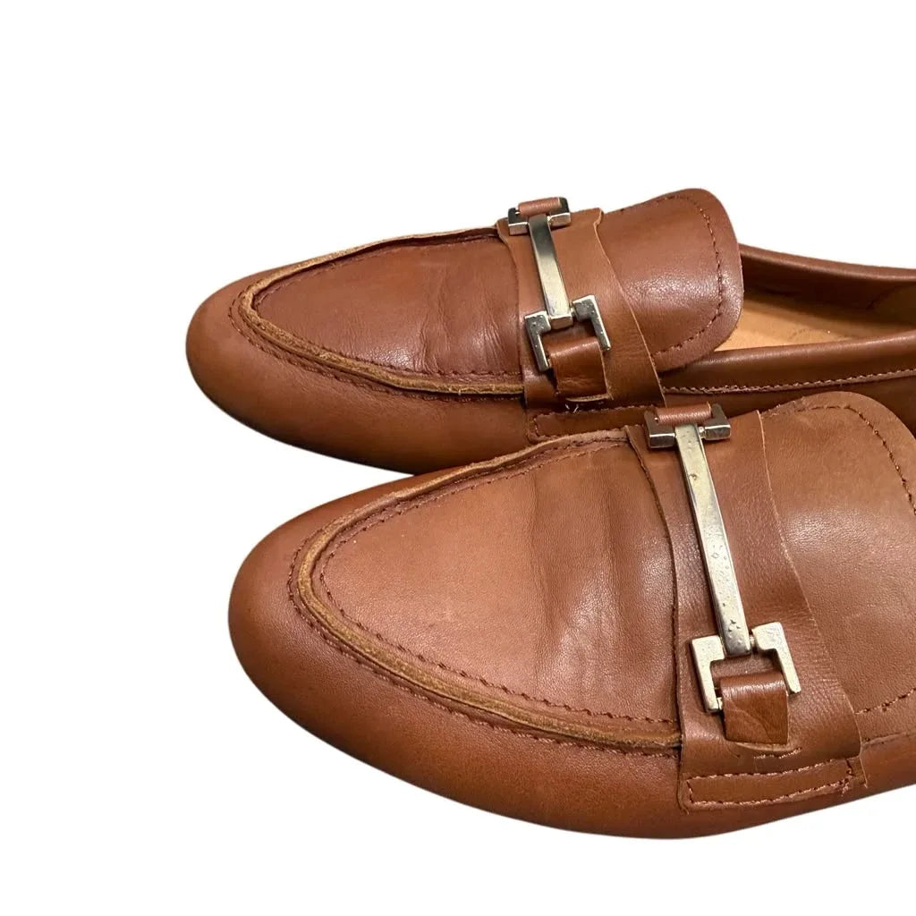 Leather Bit-Buckle Loafers Tan Brown - detail