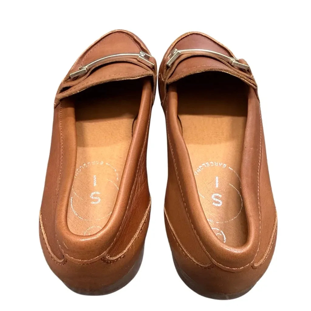 Leather Bit-Buckle Loafers Tan Brown - front