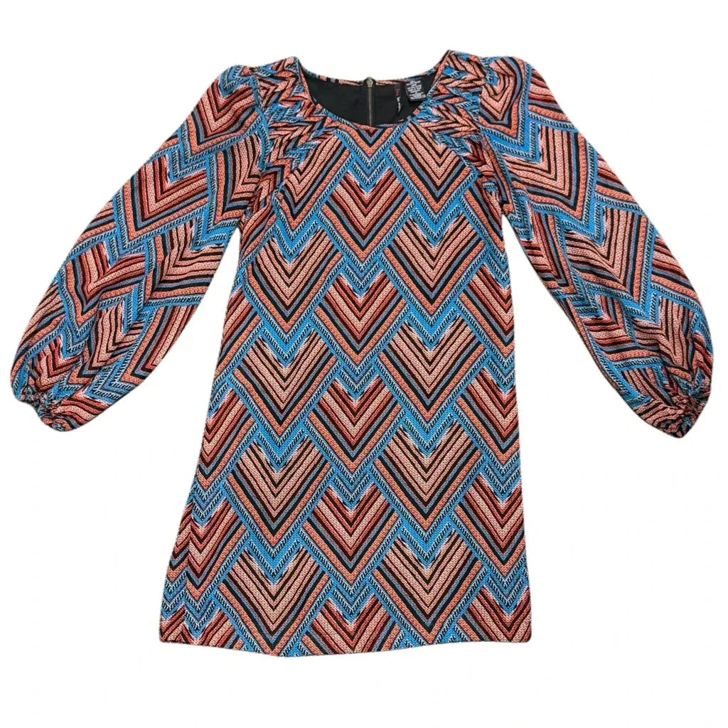 Fire Los Angeles Chevron Geometric Print Mini Dress XS - front