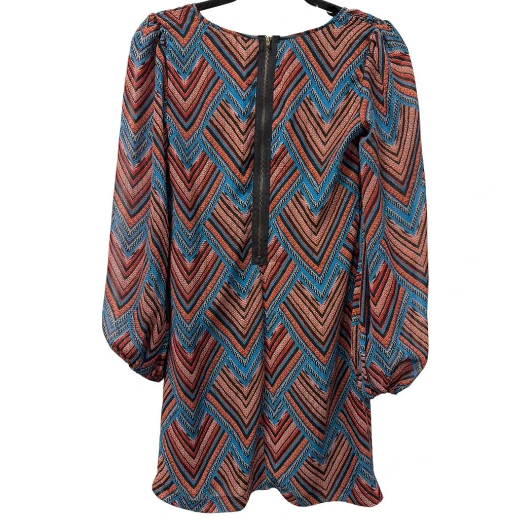 Fire Los Angeles Chevron Geometric Print Mini Dress XS - back